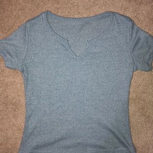 light blue knit crop top